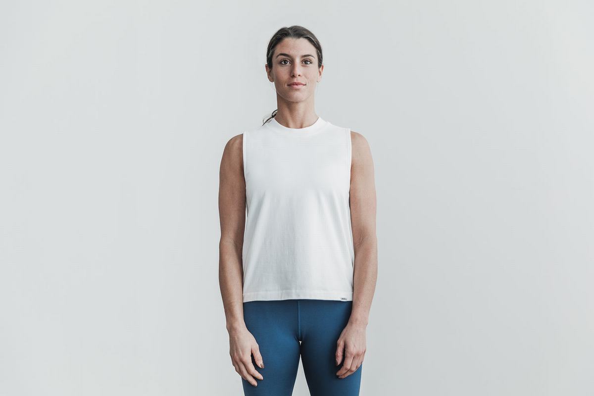 Nobull Heavyweight Sleeveless Women's T Shirts White | Australia (VG4198)